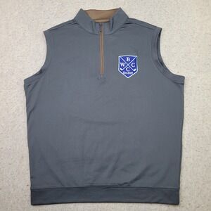 HL Sport 1/4 Zip Golf Vest Mens‎ Large Gray Performance Luxury Pullover Logo